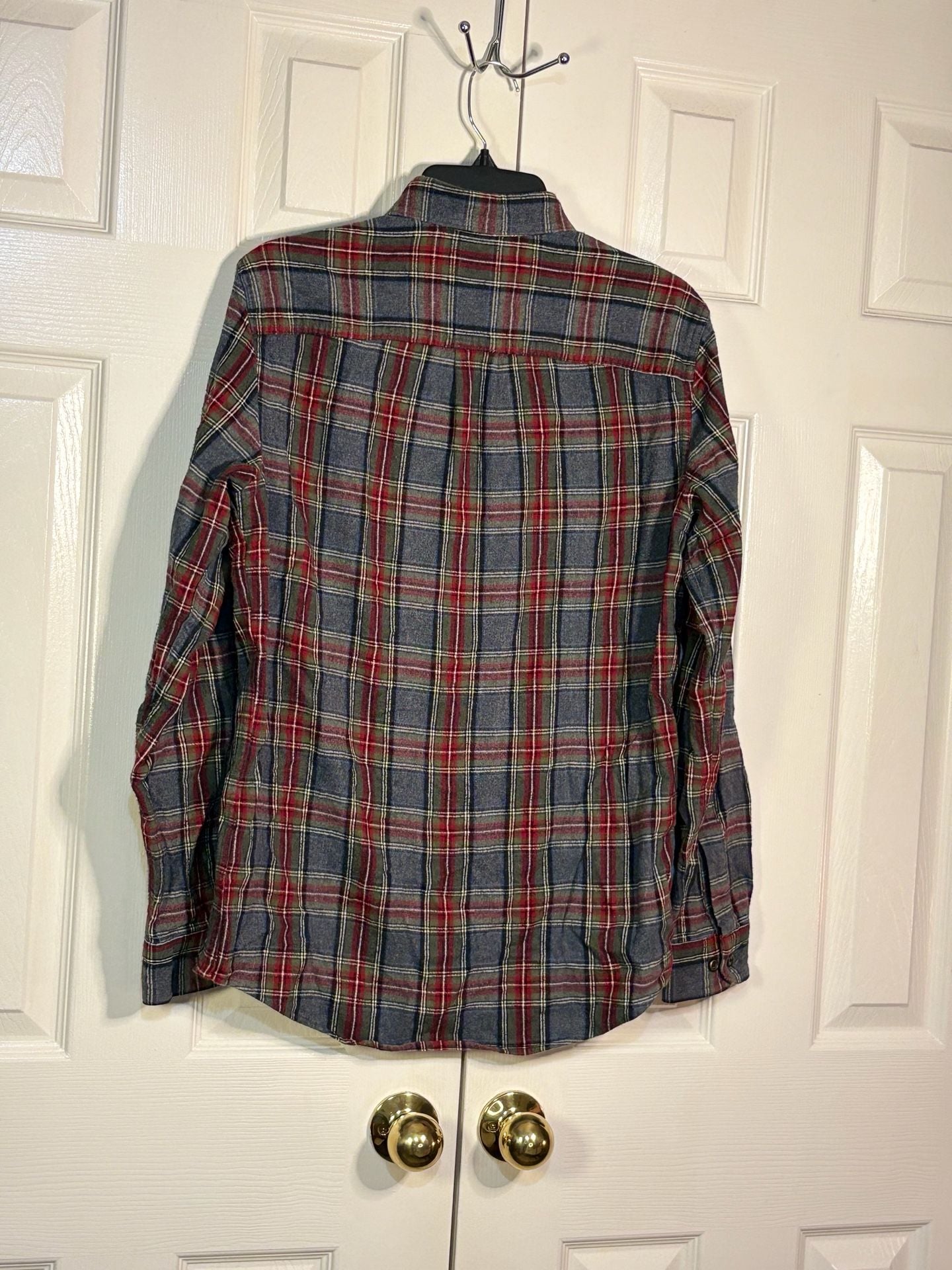 L.L.Bean 1912 Field Flannel Shirt Size S-REG Plaid Gray Cotton 11