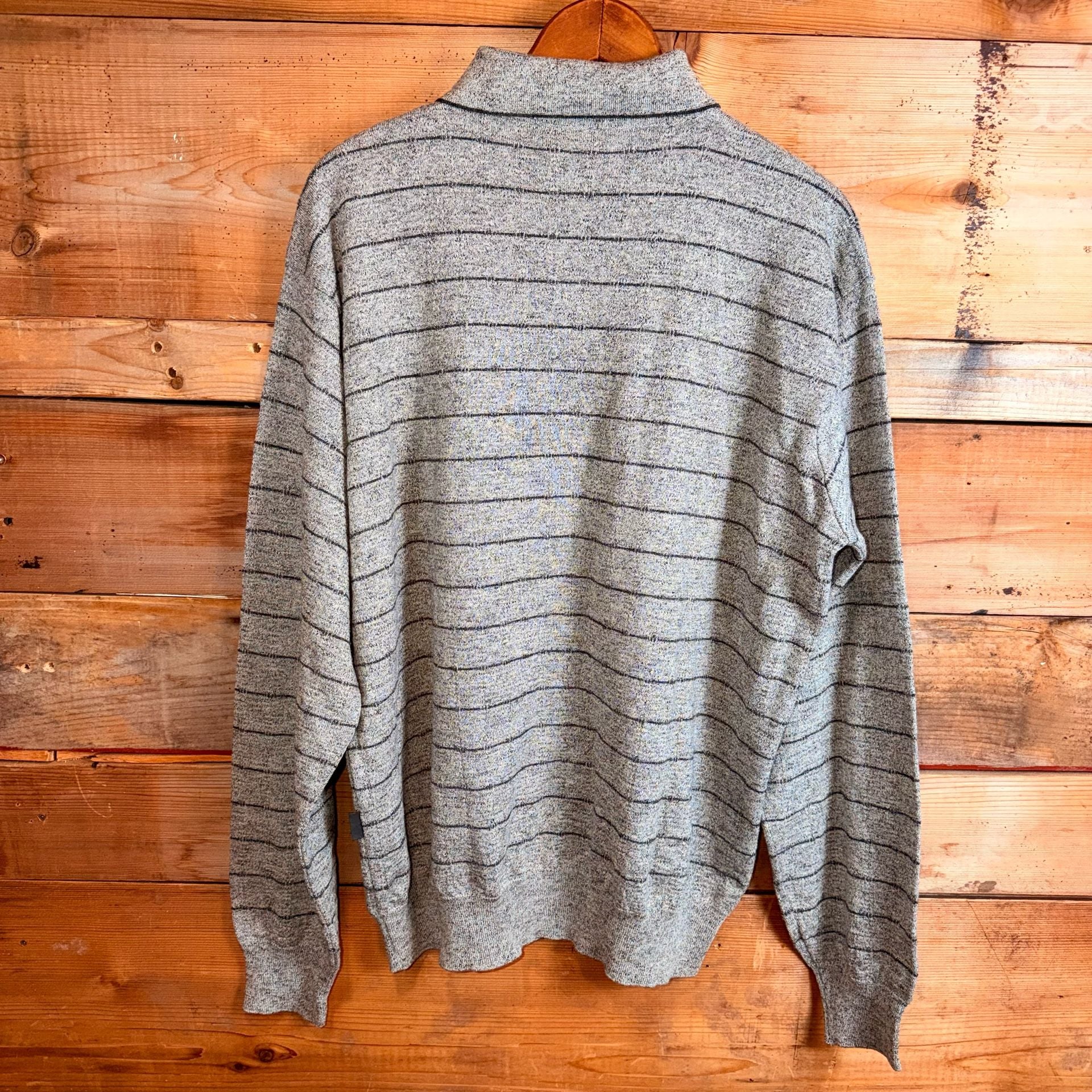Hugo Boss Striped Knit Polo Sweater Size 50 Gray Long Sleeve Made in Italy 3