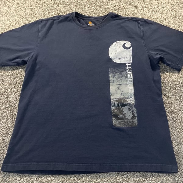 Carhartt Tractor Graphic T-Shirt Size XL Blue Relaxed Fit