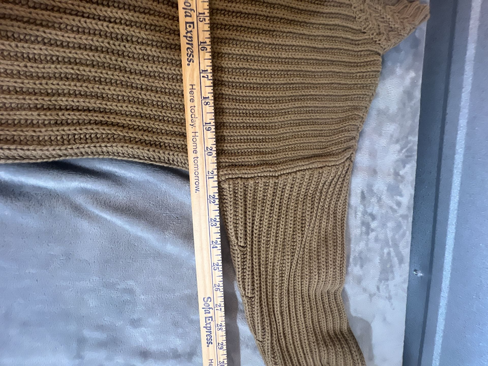 LL Bean Signature Sweater Size M REG Brown Organic Cotton Rib Knit Mock Neck 8