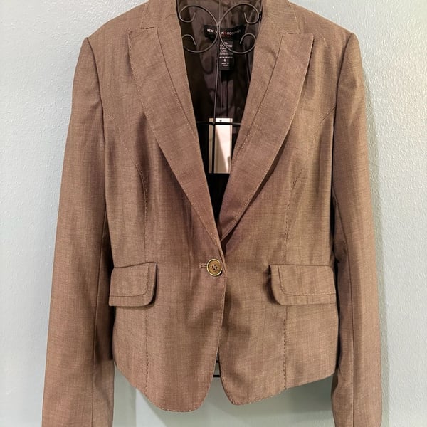 New York & Company Blazer Size 6 Brown Single Button Notch Lapel