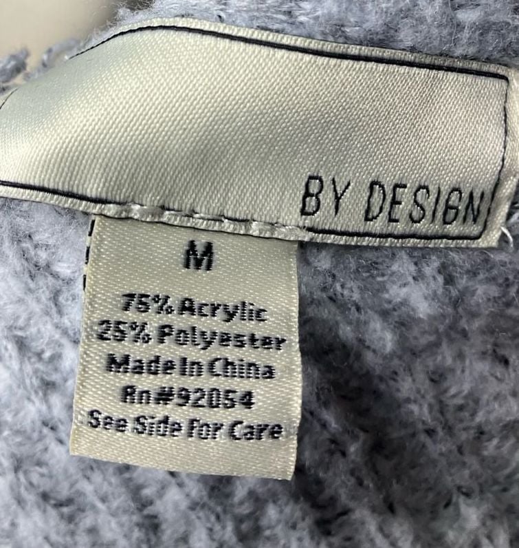 By Design Cardigan Size M Gray Embroidered Sleeve Open Front 5