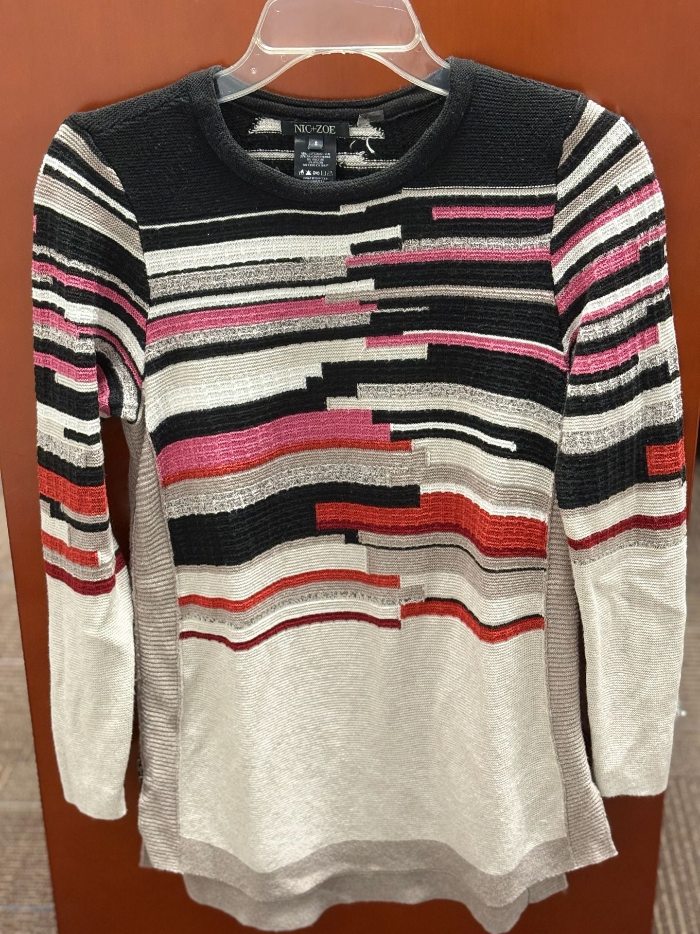 NIC+ZOE Striped Knit Sweater Size S Multicolor Crewneck Long Sleeve 2