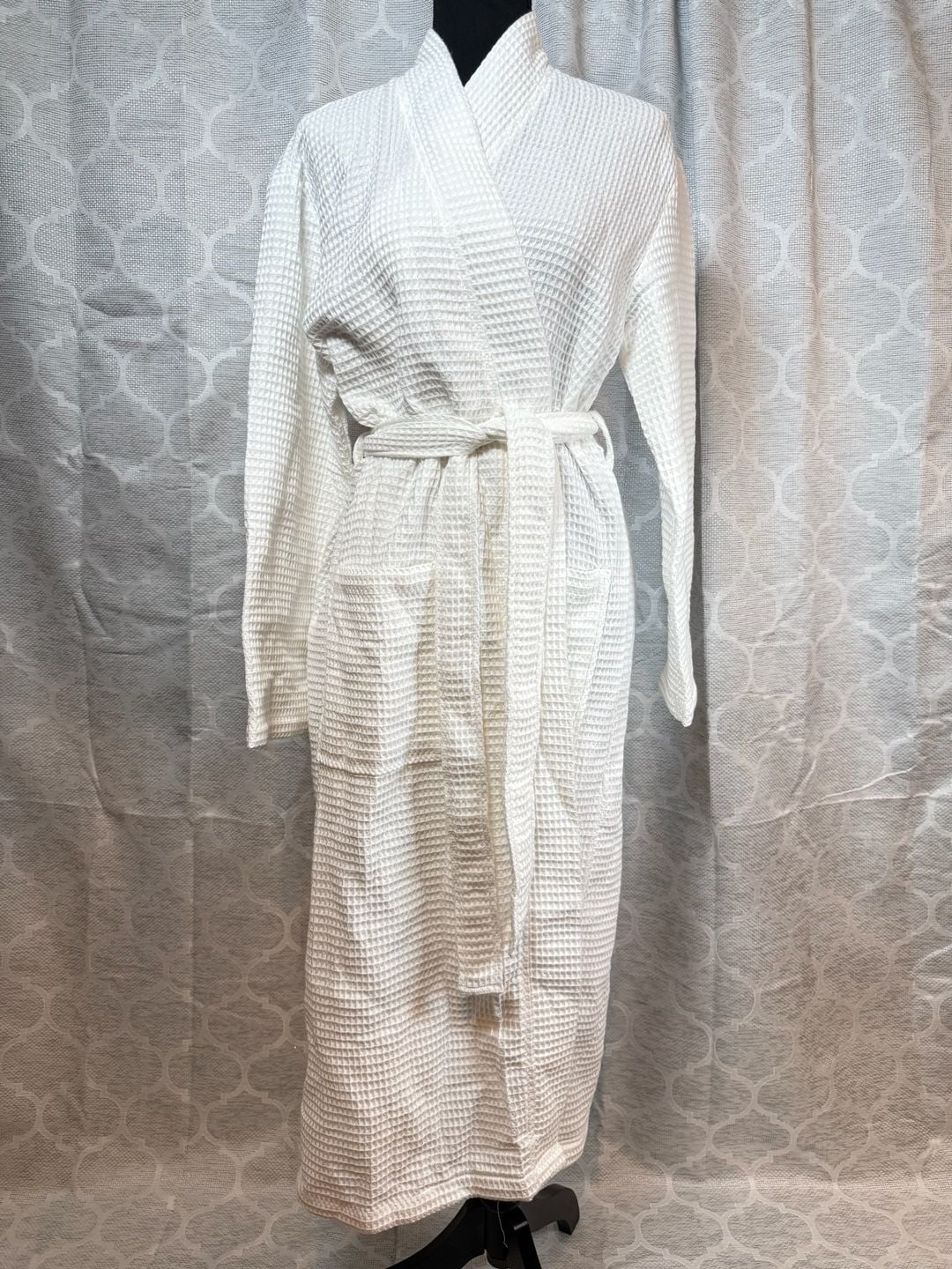 Quince Organic Cotton Waffle Robe Size M White 2