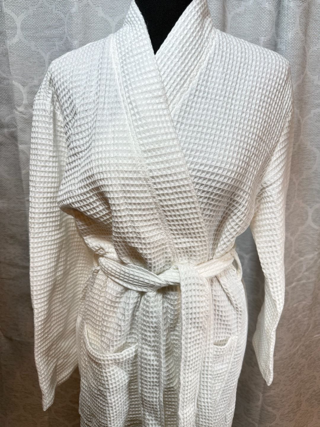 Quince Organic Cotton Waffle Robe Size M White 5