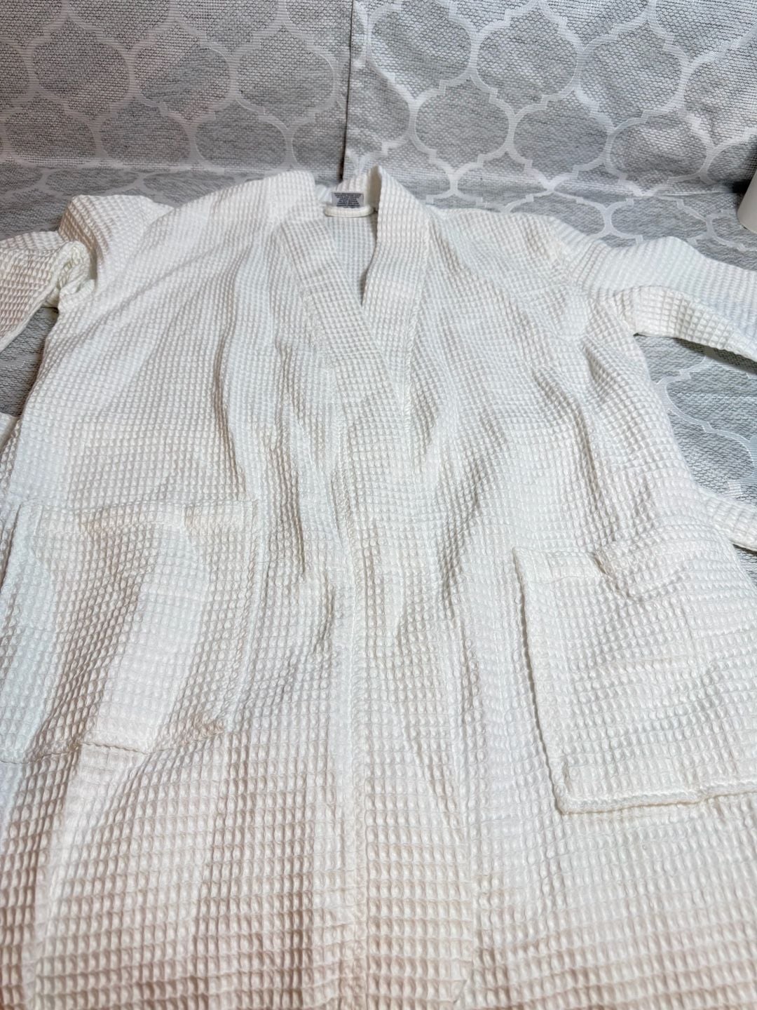 Quince Organic Cotton Waffle Robe Size M White 6