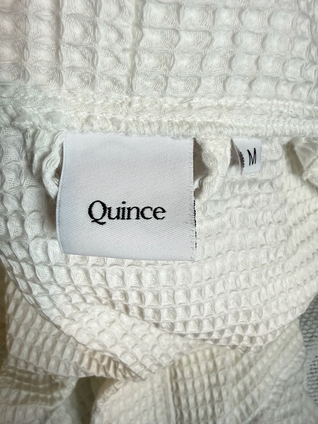 Quince Organic Cotton Waffle Robe Size M White 7