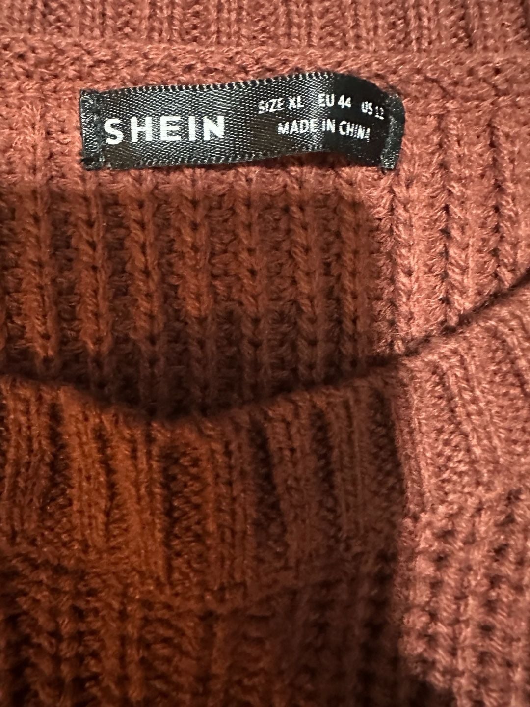 SHEIN Thanksgiving Letter Knit Sweater Size XL Brown 5