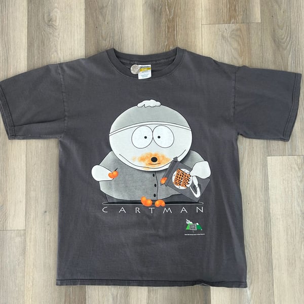 Santee Gold South Park Cartman Cheesy Puffs Size L Vintage 1998 T-Shirt