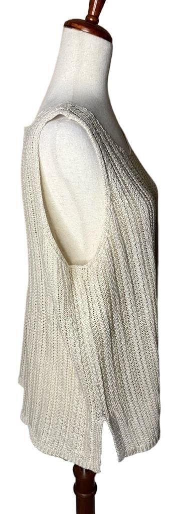 Marled Tank Top Size XL Beige Knit Sleeveless Scoop Neck 3