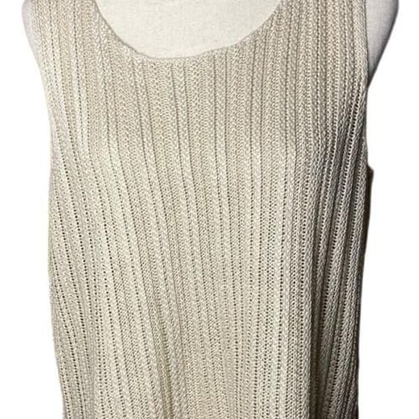 Marled Tank Top Size XL Beige Knit Sleeveless Scoop Neck