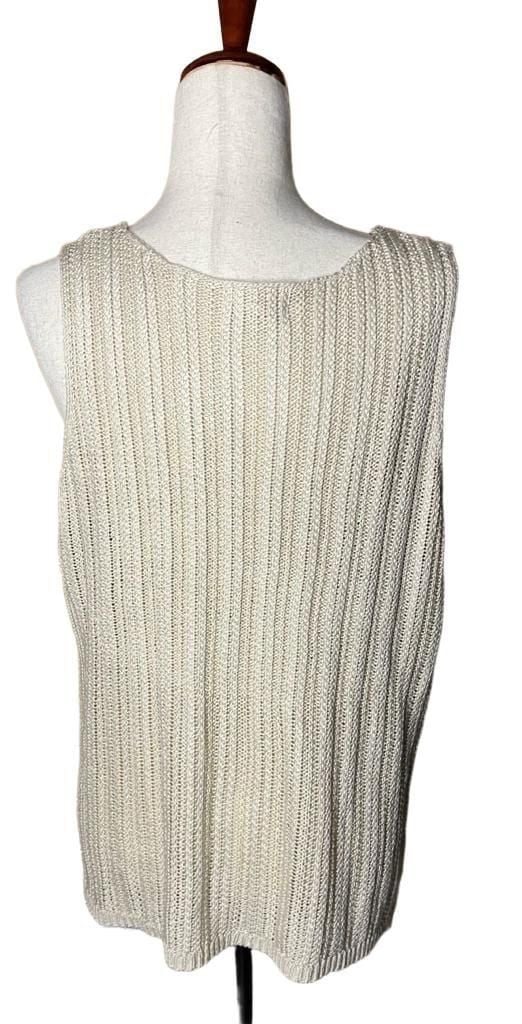 Marled Tank Top Size XL Beige Knit Sleeveless Scoop Neck 4