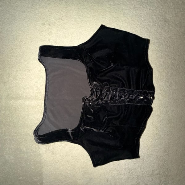 BlackMilk Velvet Corset Top Size M Black Lace Up Whimsigoth Gothic