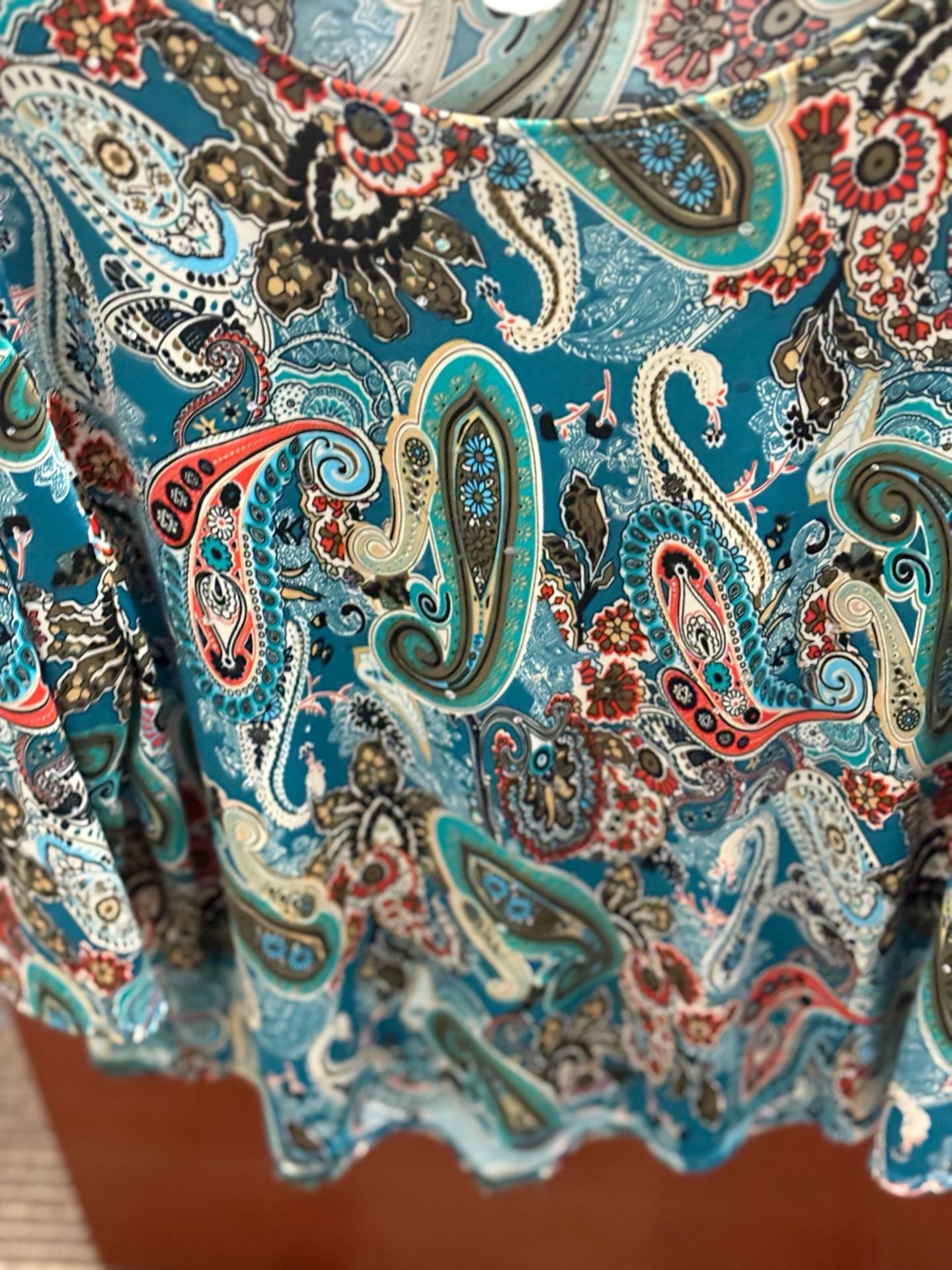 Agenda Paisley Print 3/4 Sleeve Blouse Large Blue 2