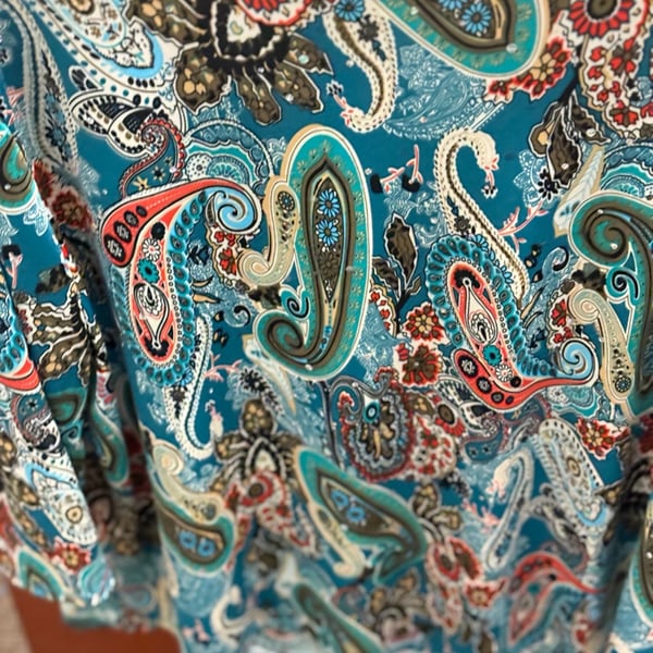 Agenda Paisley Print 3/4 Sleeve Blouse Large Blue