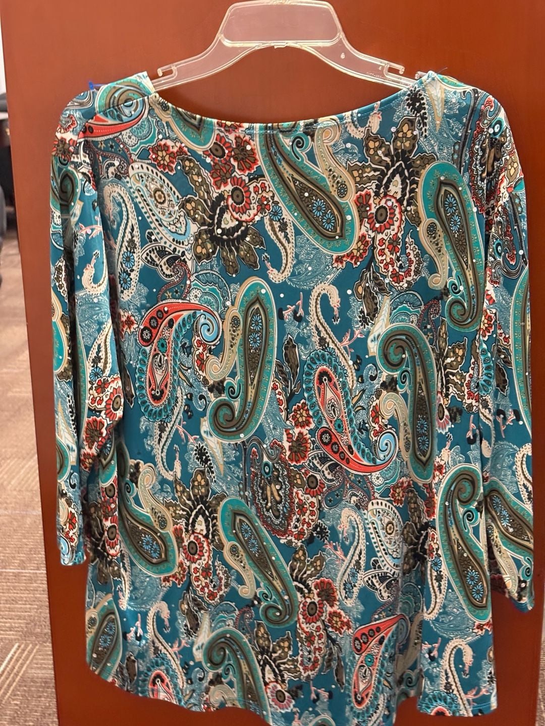 Agenda Paisley Print 3/4 Sleeve Blouse Large Blue 4