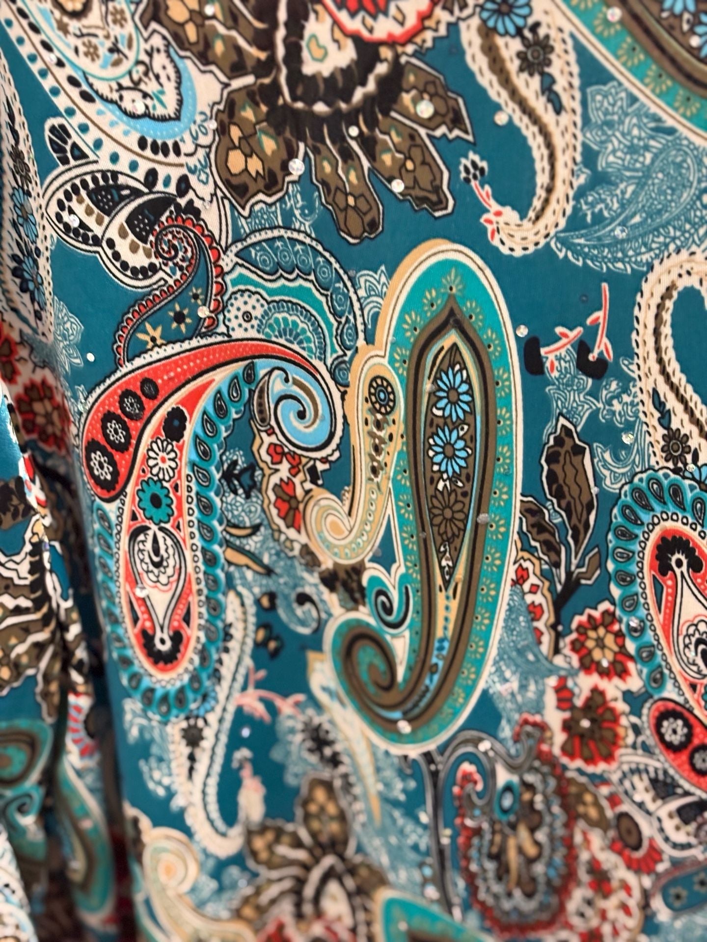Agenda Paisley Print 3/4 Sleeve Blouse Large Blue 5