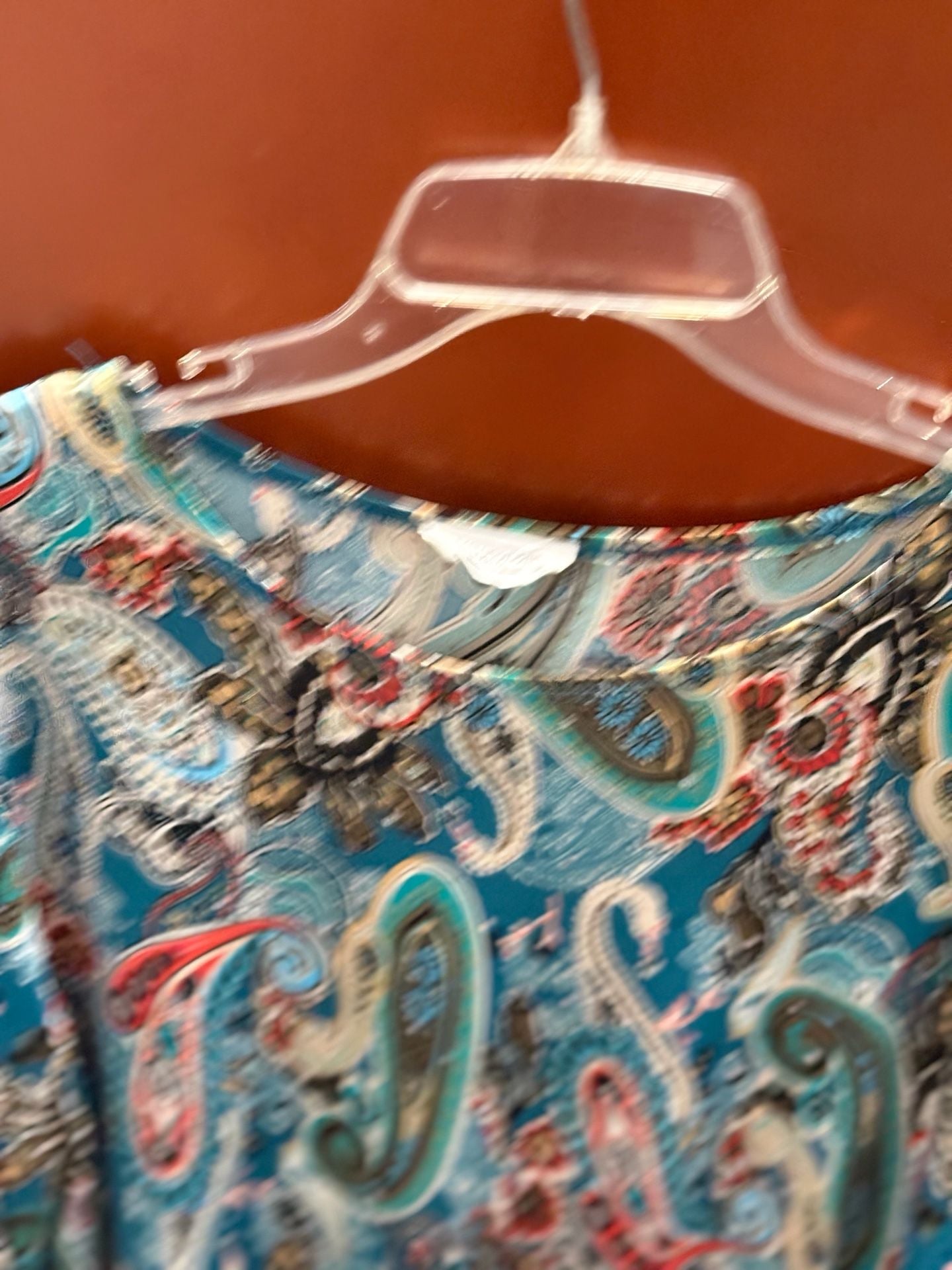 Agenda Paisley Print 3/4 Sleeve Blouse Large Blue 6