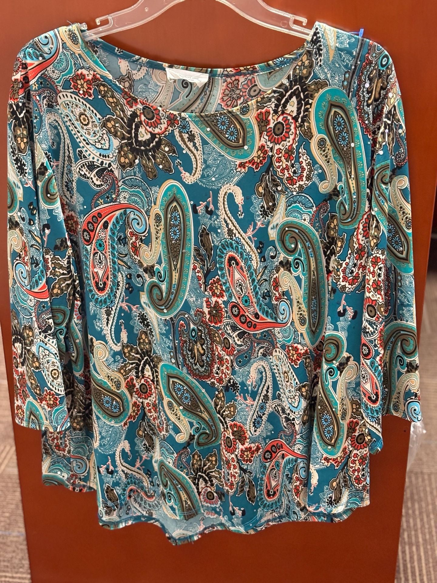 Agenda Paisley Print 3/4 Sleeve Blouse Large Blue 7