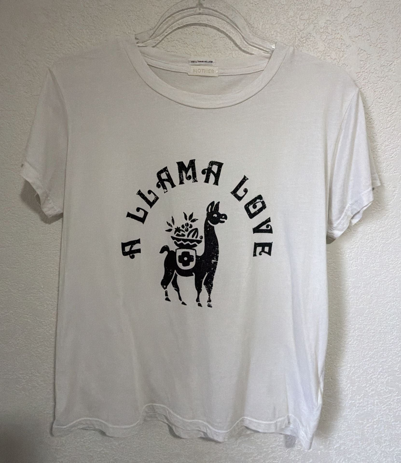 MOTHER Graphic T-Shirt Size S White A Llama Love 2