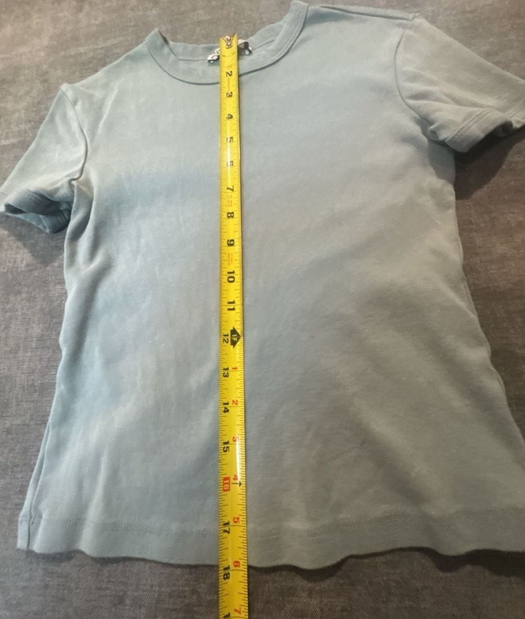 Zara T-Shirt Size S Dusty Blue Ribbed Short Sleeve Crewneck Top 6