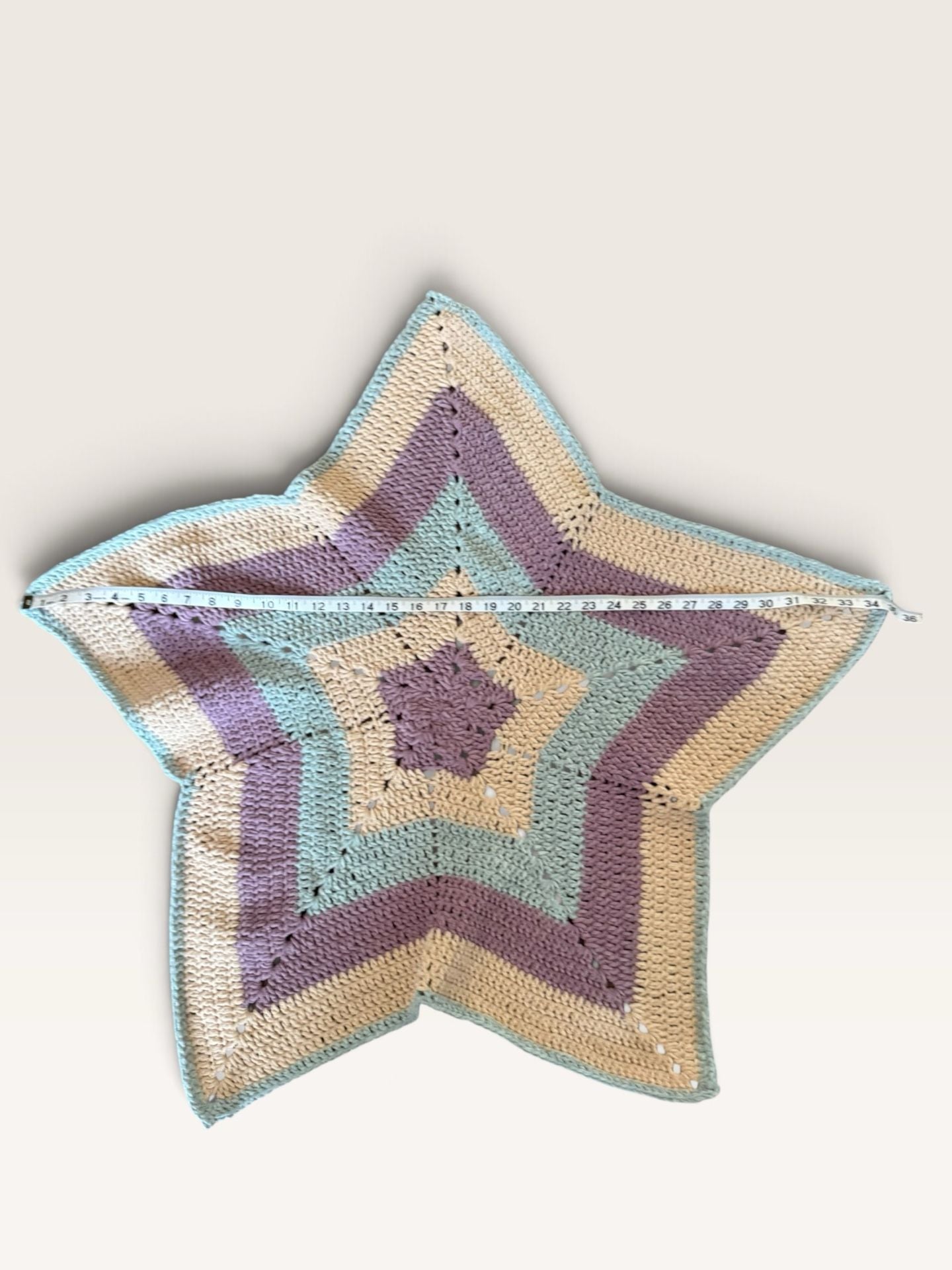 Handmade Crochet Star Baby Blanket Pastel Chenille Throw 2