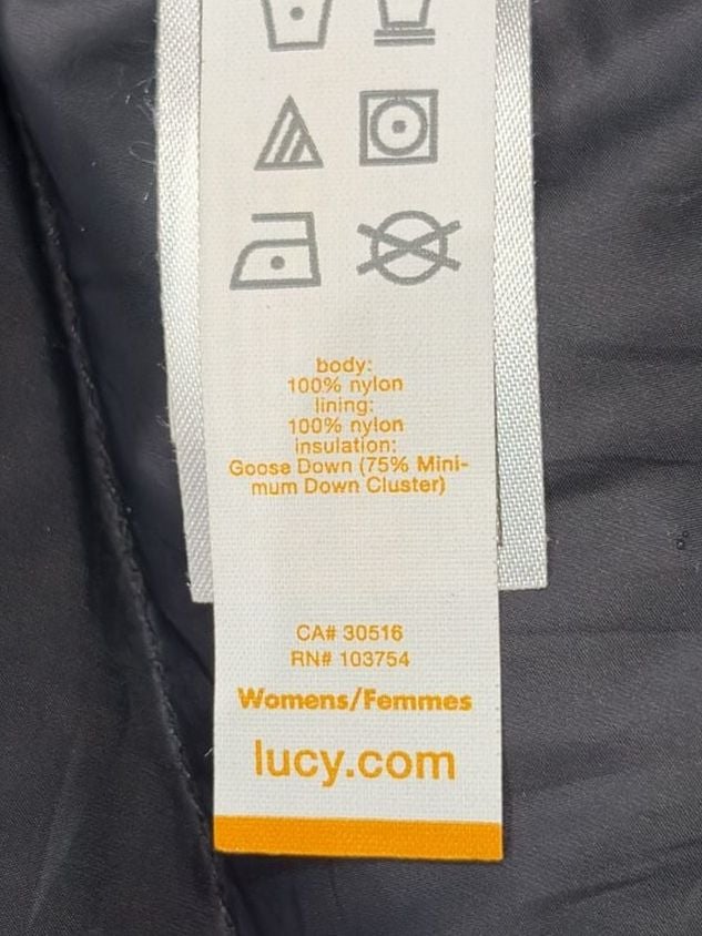 Lucy Puffer Jacket Size S Black Quilted Goose Down Women’s 8