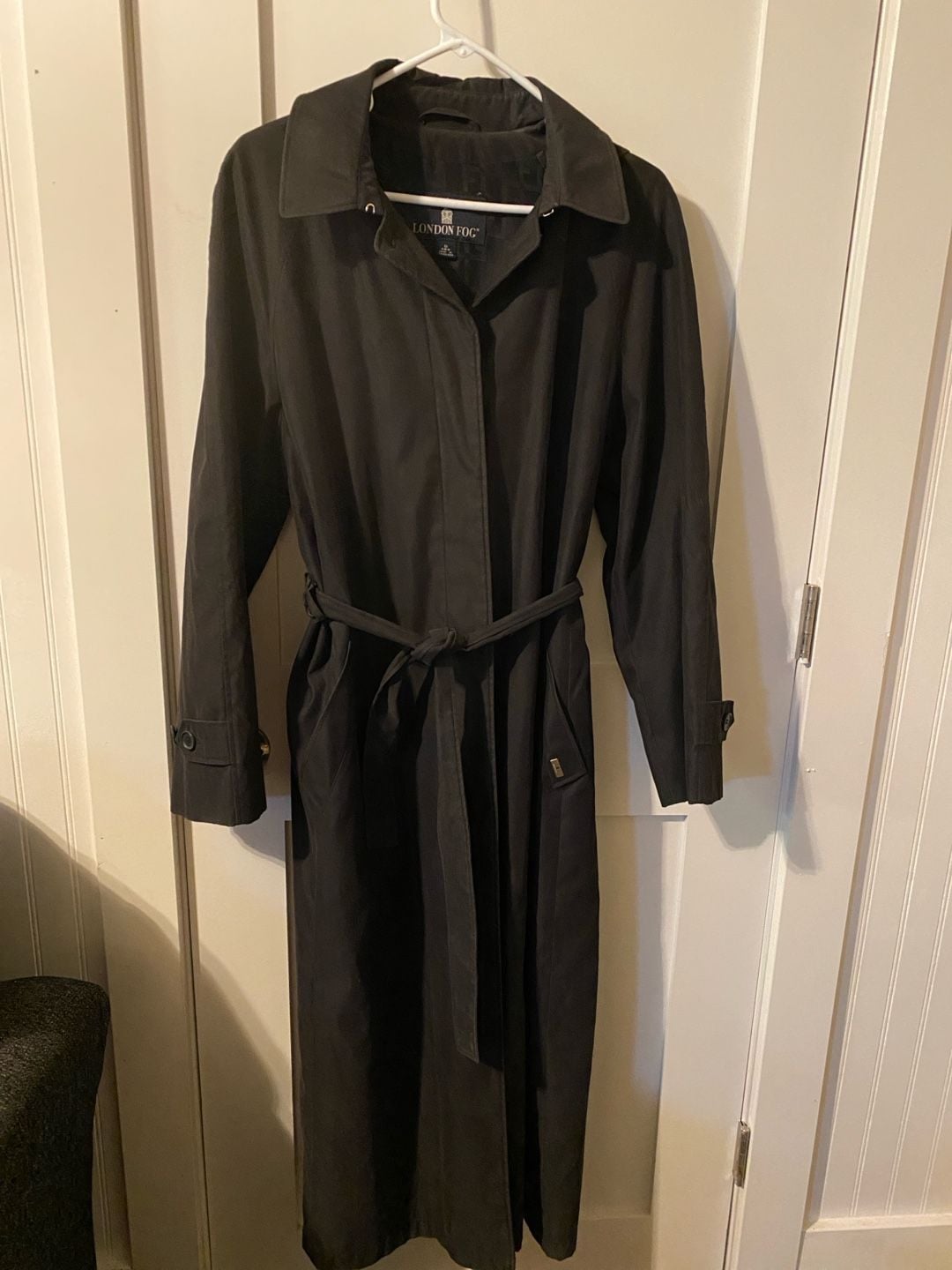 London Fog Trench Coat Black Belted 2