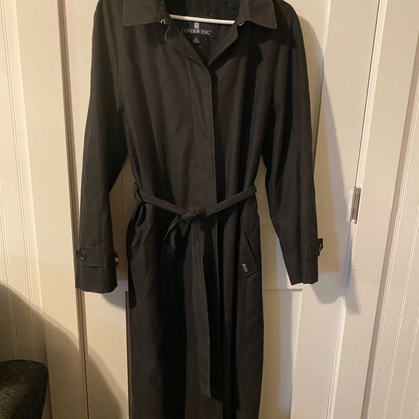 London Fog Trench Coat Black Belted