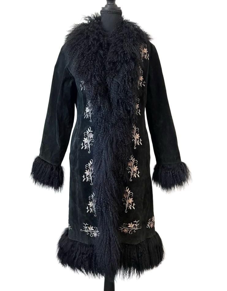 Vintage Margaret Godfrey Genuine Leather Mongolian Lamb Fur Penny Lane Coat 3