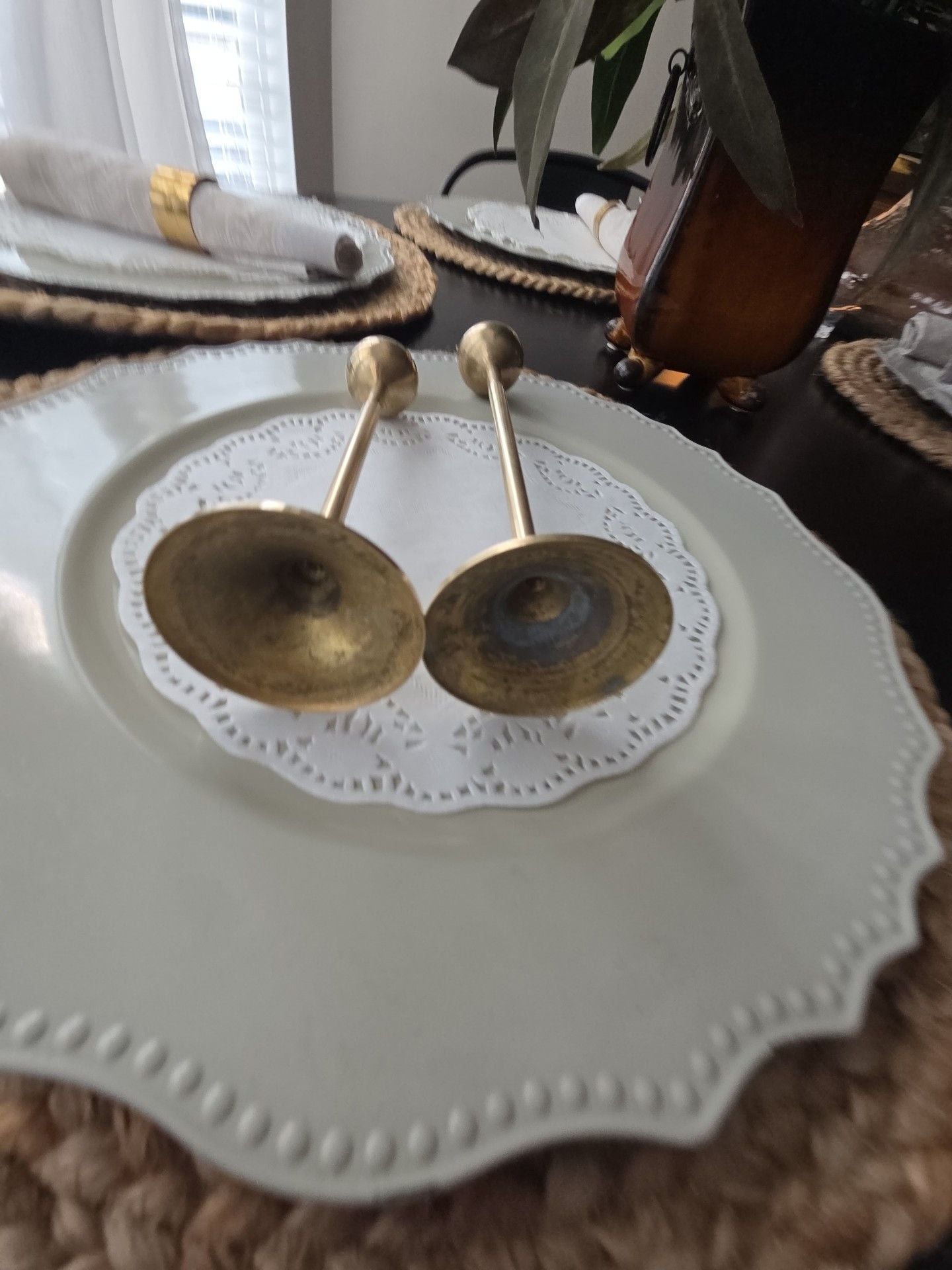 Vintage Mid Century Modern Brass Taper Candle Holders Set Of 2 5