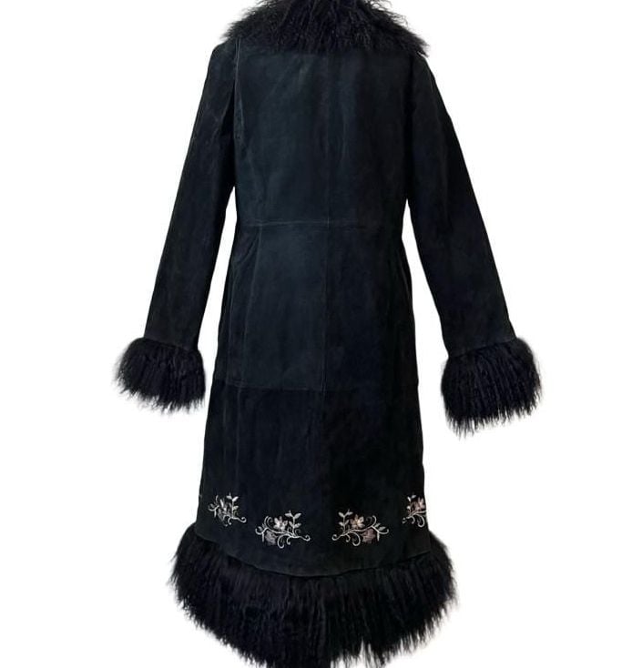 Vintage Margaret Godfrey Genuine Leather Mongolian Lamb Fur Penny Lane Coat 5