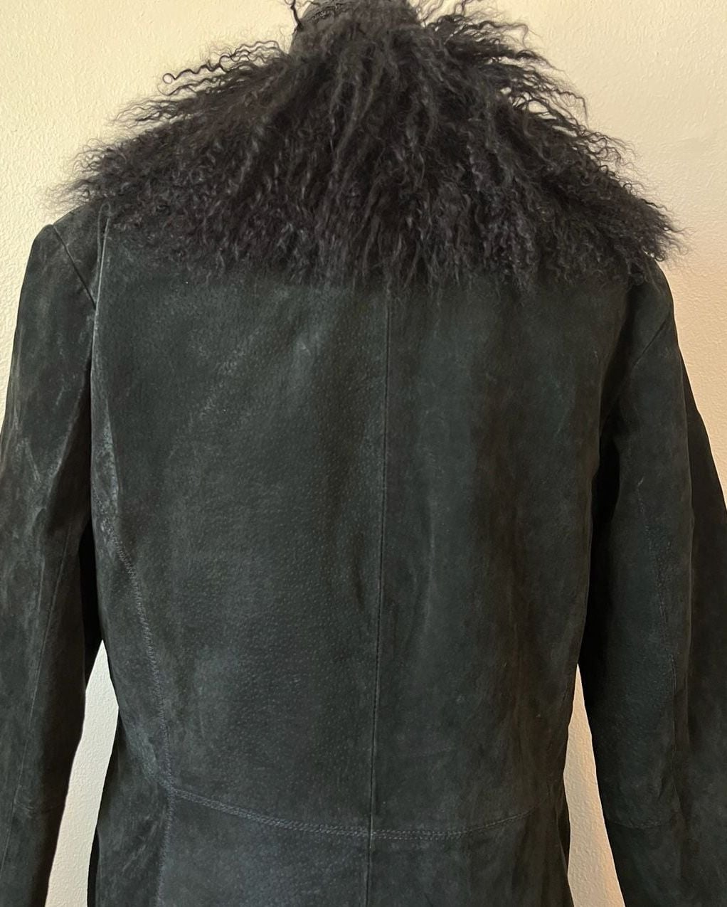 Vintage Margaret Godfrey Genuine Leather Mongolian Lamb Fur Penny Lane Coat 7