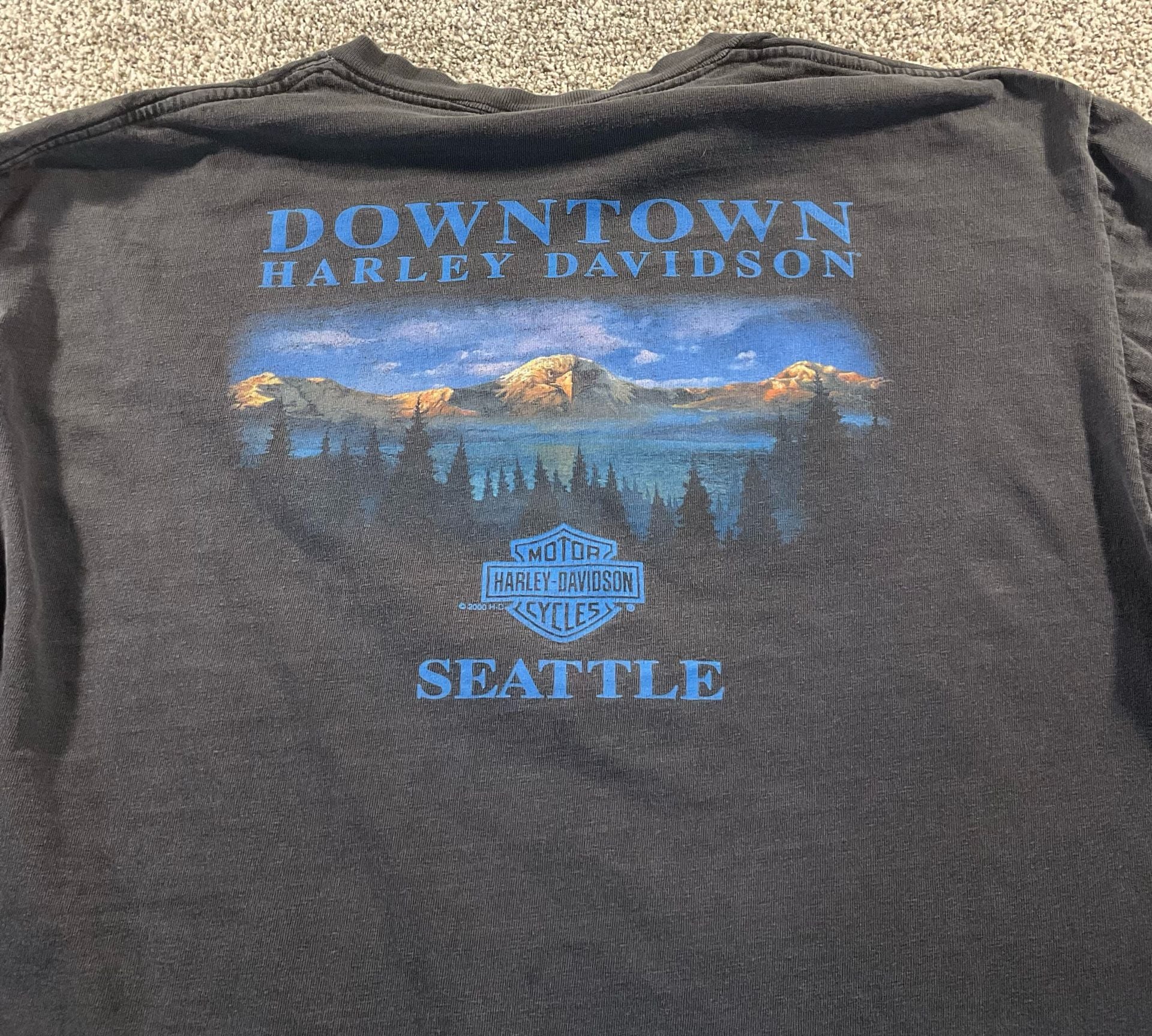 Vintage Harley Davidson Graphic T-Shirt Black Downtown Seattle 8