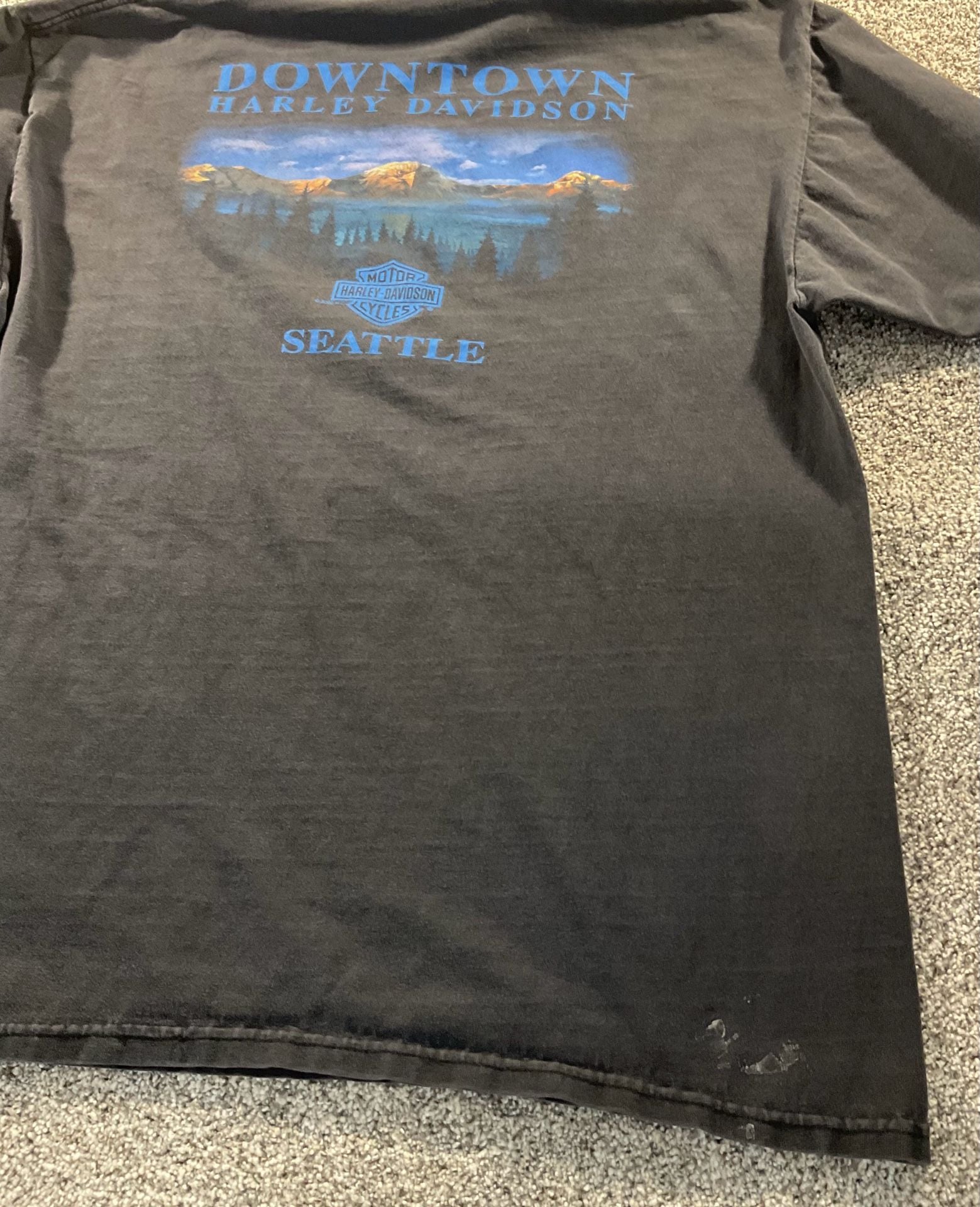Vintage Harley Davidson Graphic T-Shirt Black Downtown Seattle 9