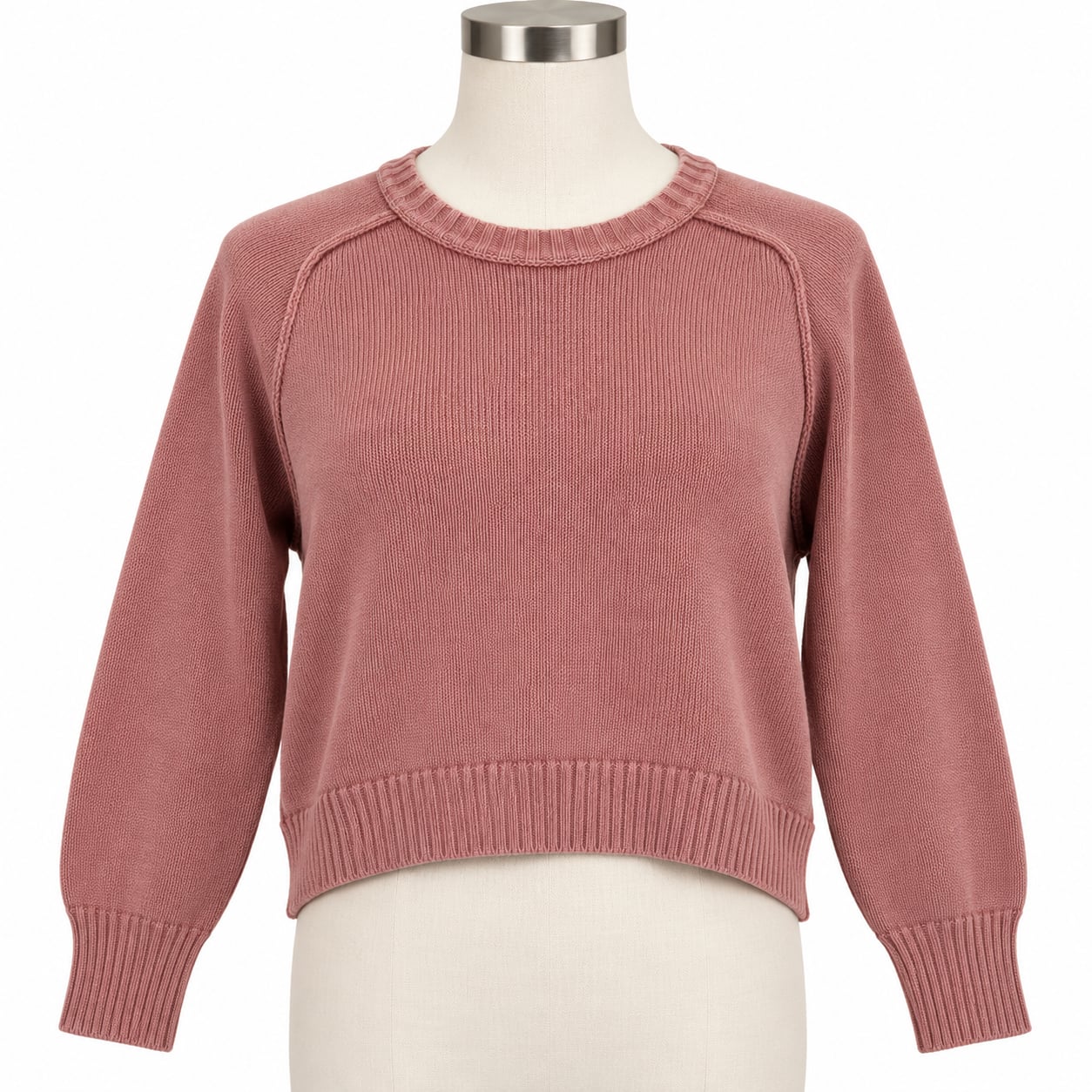Free People Women’s XS Dusty Rose Pink Knit Pullover Sweater Raglan Crewneck 2