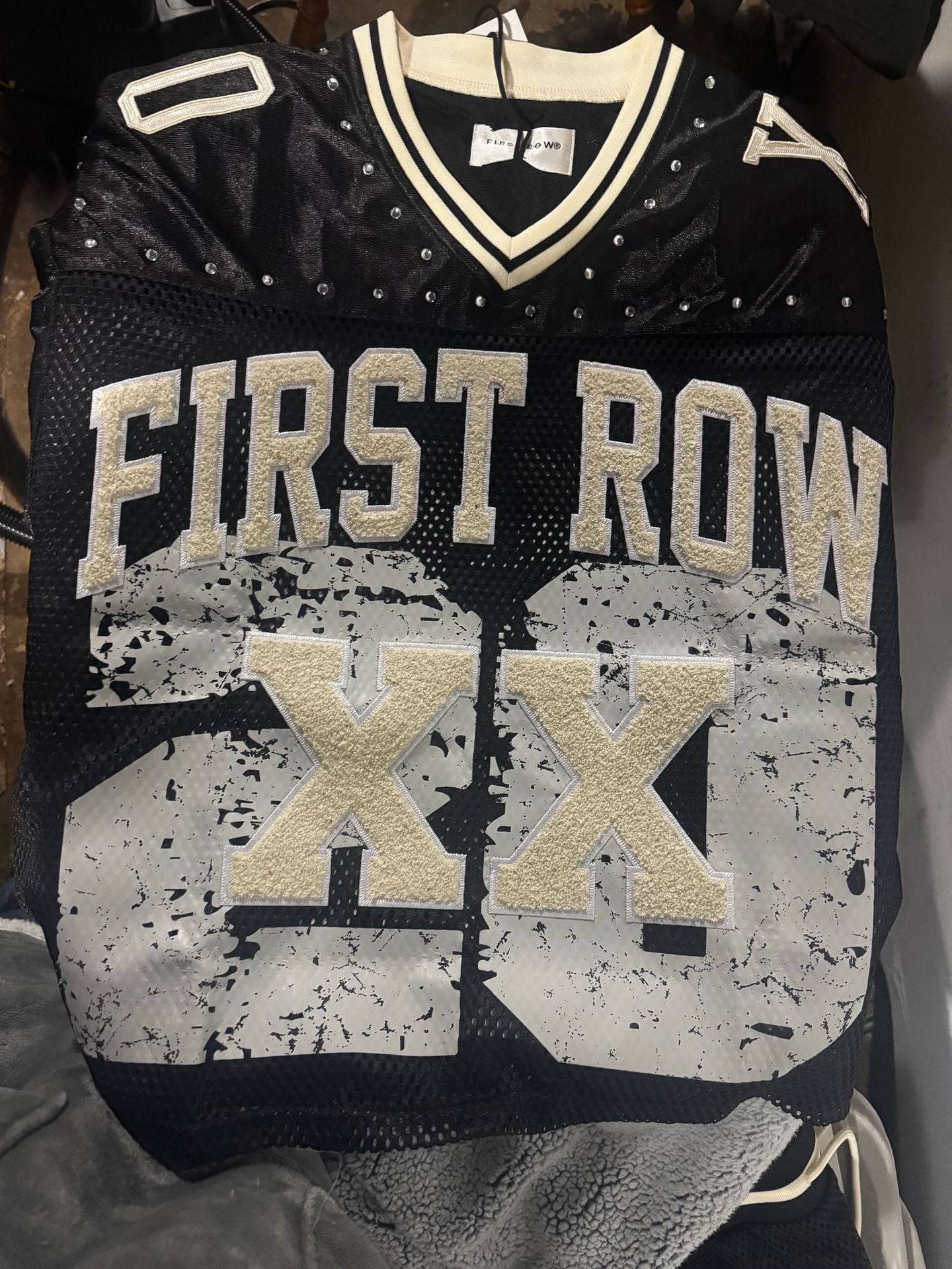 First Row Jersey And Shorts Set Black Mesh XX Jersey is a crop 2