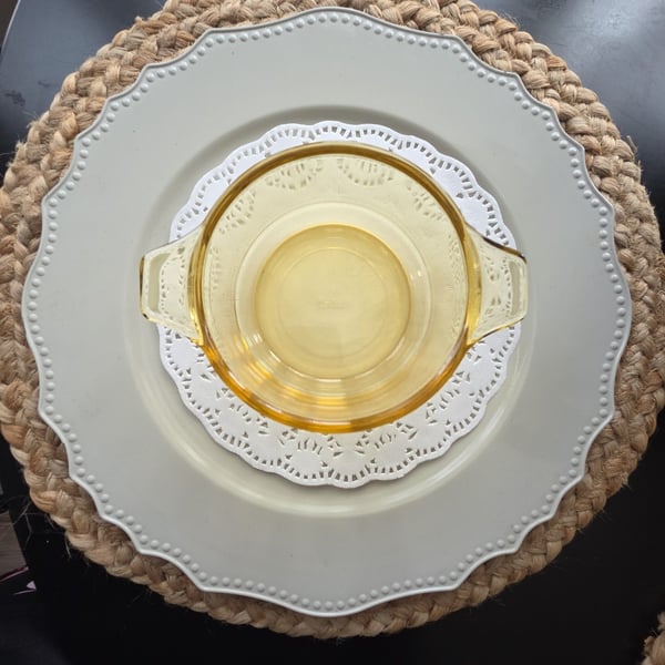 Dynaware Vintage Pyr O Rey Amber Yellow Glass Dish Souffle Baking