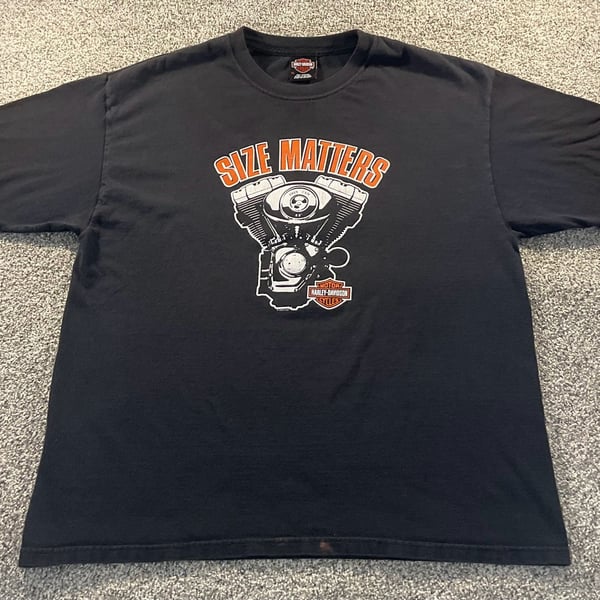 Vintage Harley Davidson Size Matters Graphic T-Shirt XL Plainfield Indiana