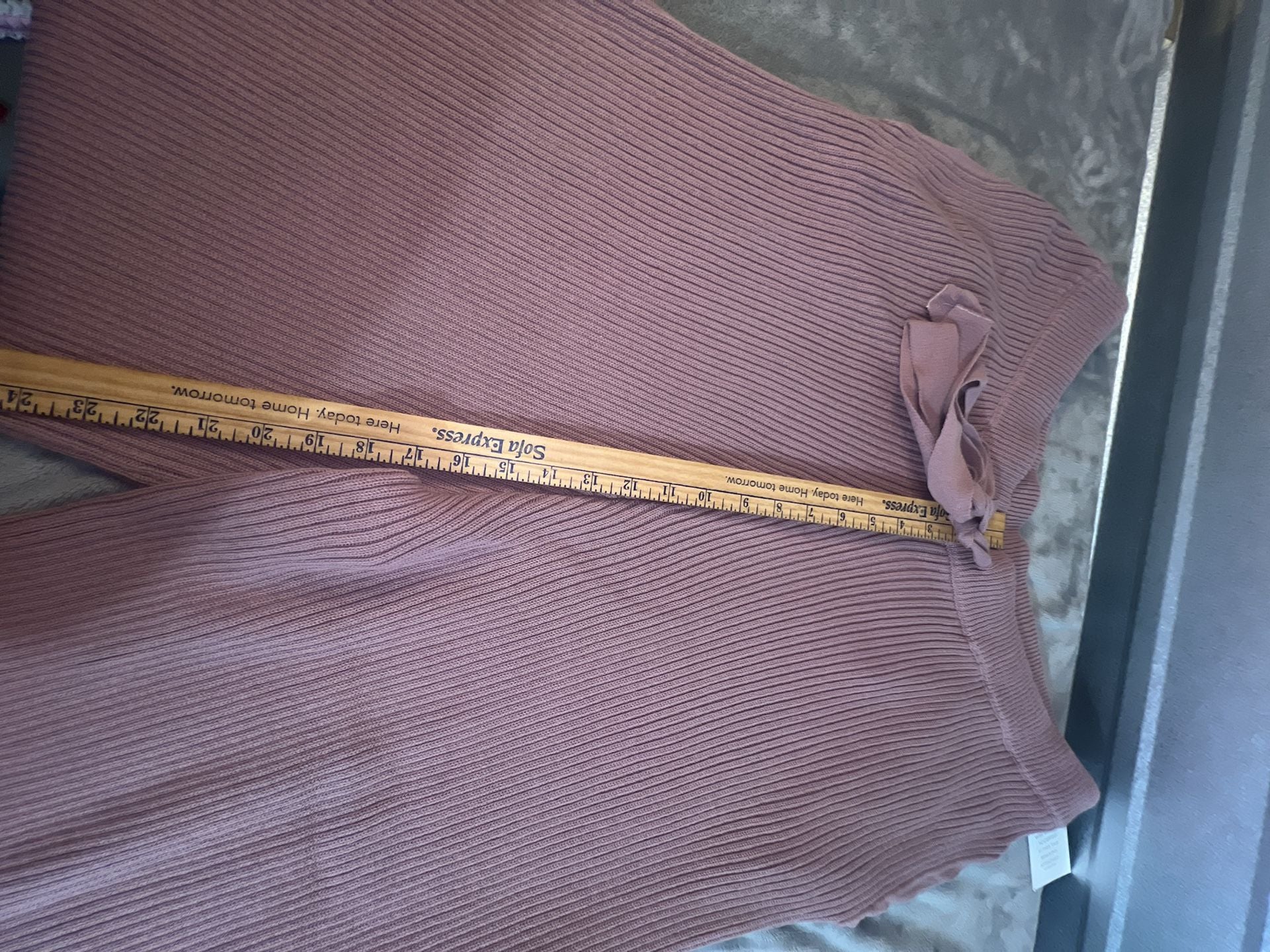 Eloquii Ribbed Knit Pants Size 26/28 Mauve Pink Wide Leg Drawstring Lounge 7