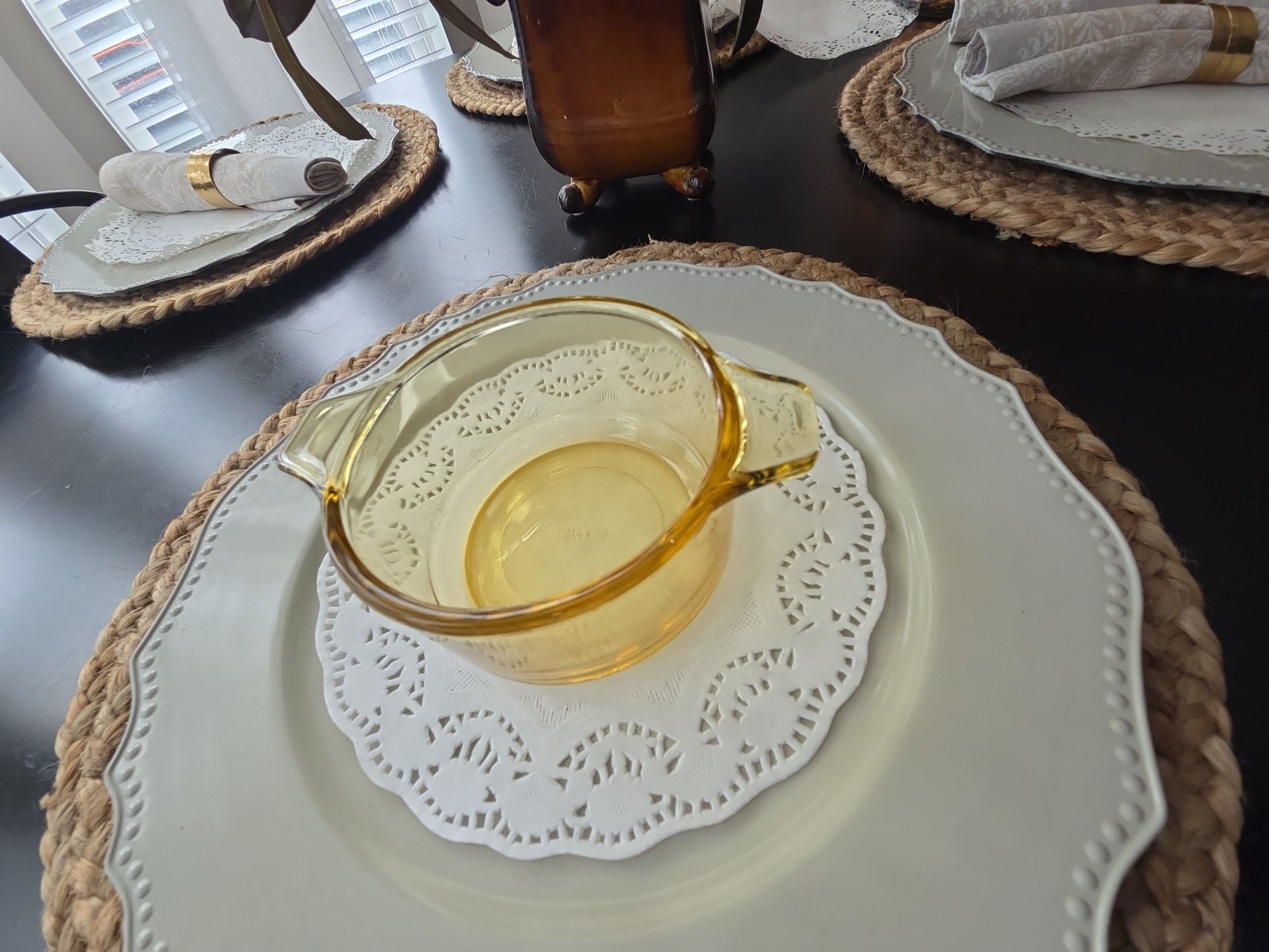 Dynaware Vintage Pyr O Rey Amber Yellow Glass Dish Souffle Baking 6