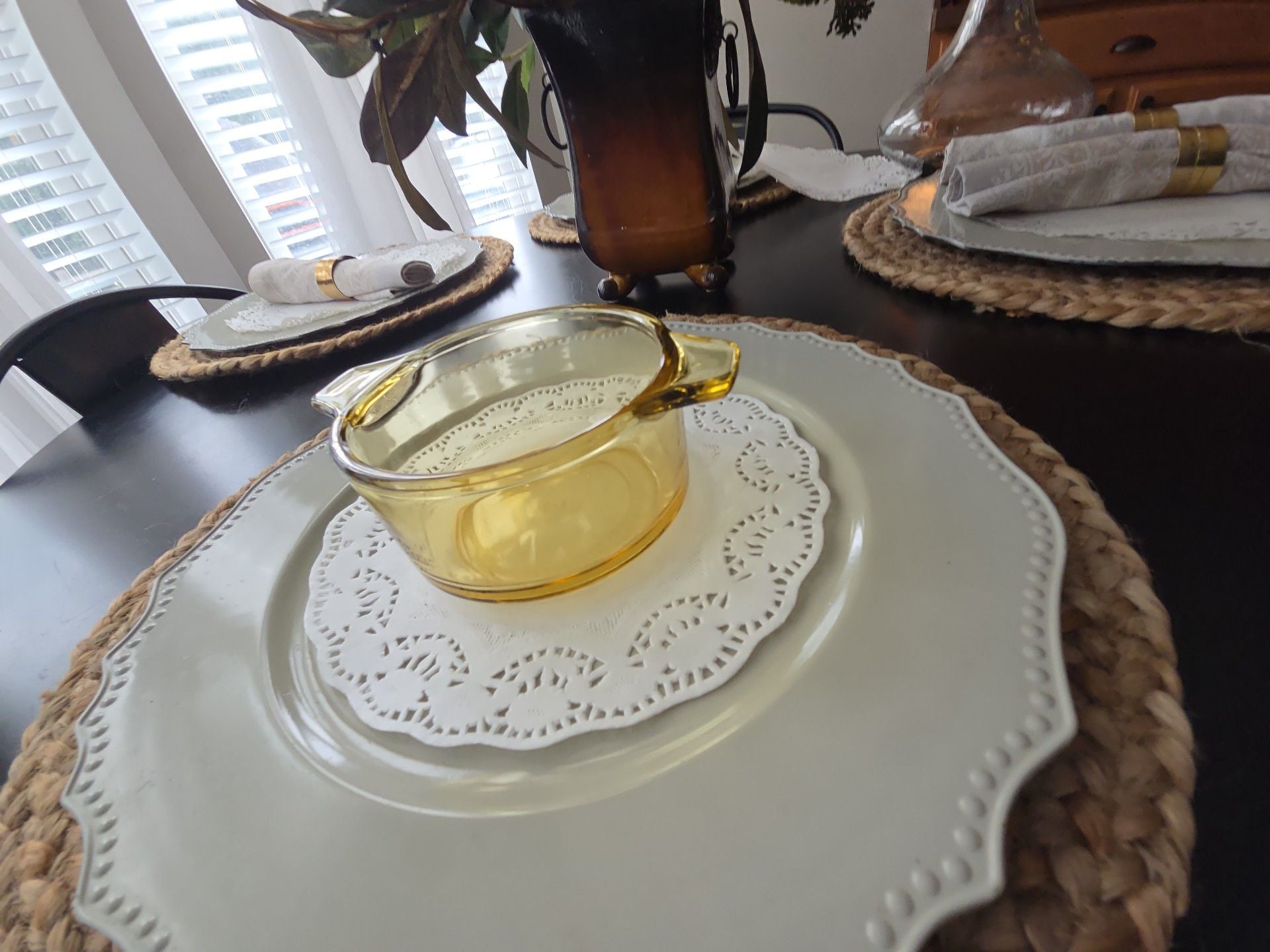 Dynaware Vintage Pyr O Rey Amber Yellow Glass Dish Souffle Baking 8