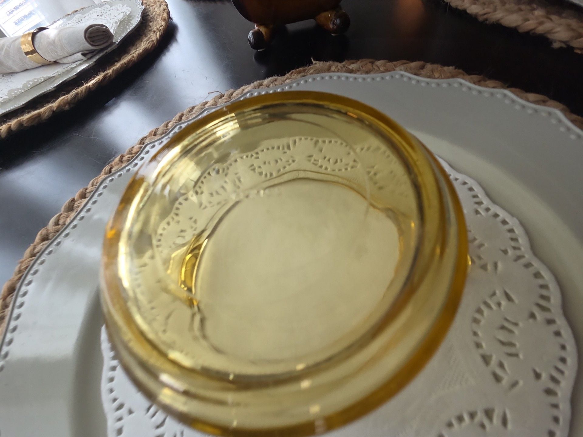 Dynaware Vintage Pyr O Rey Amber Yellow Glass Dish Souffle Baking 11