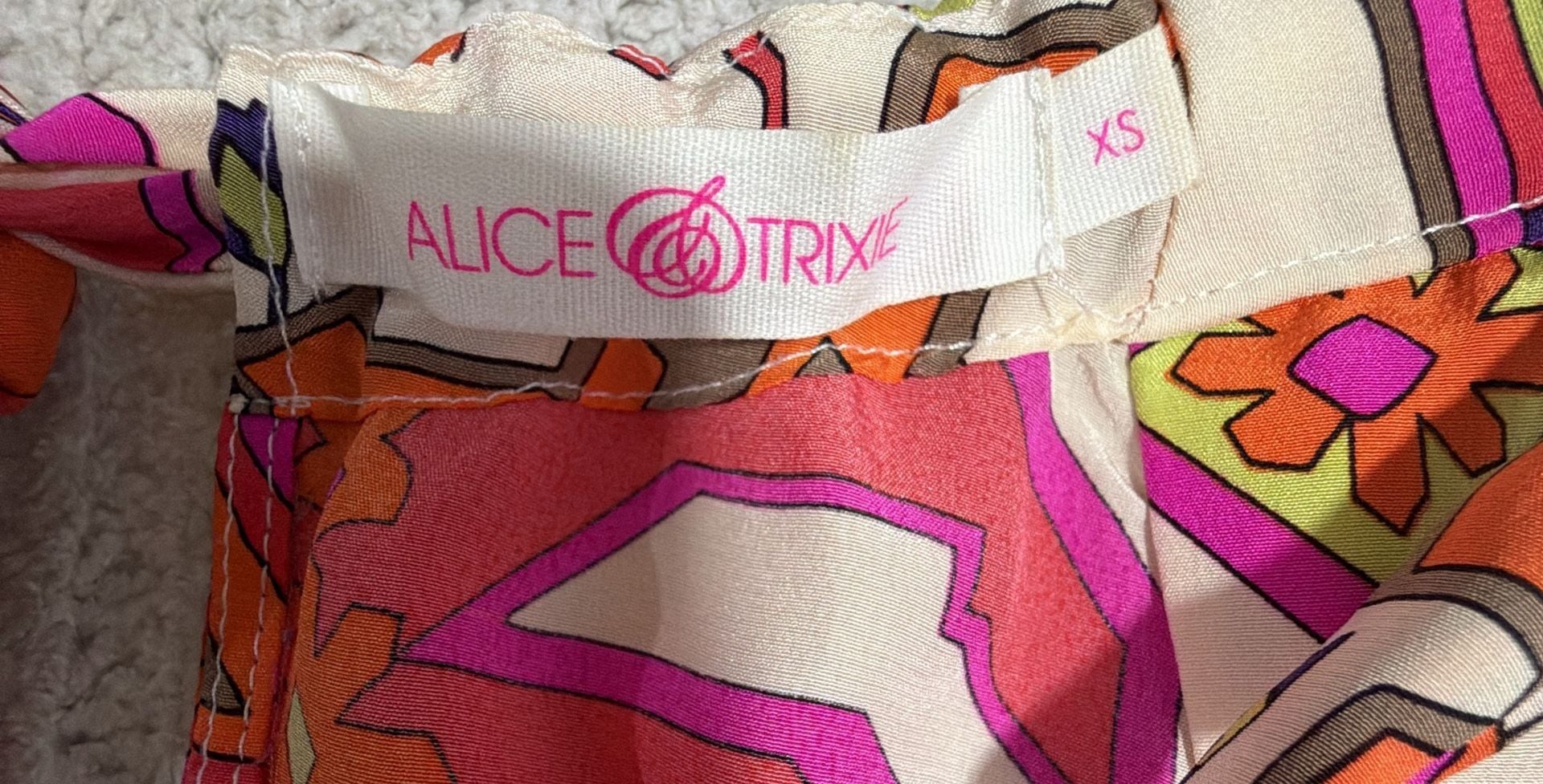 Alice + Trixie Silk Halter Top Size XS Multicolored Boho Print 4