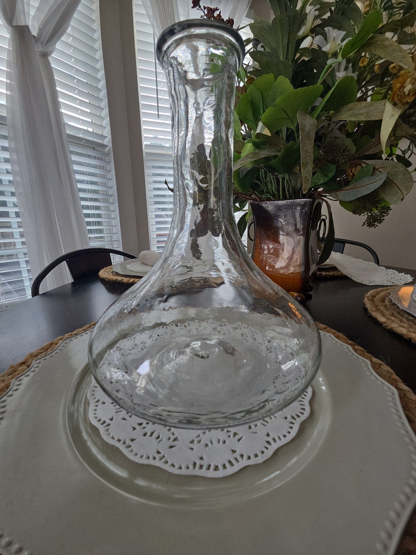 Vintage Hand Blown Clear Glass Decanter Bottle 1