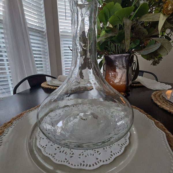 Vintage Hand Blown Clear Glass Decanter Bottle
