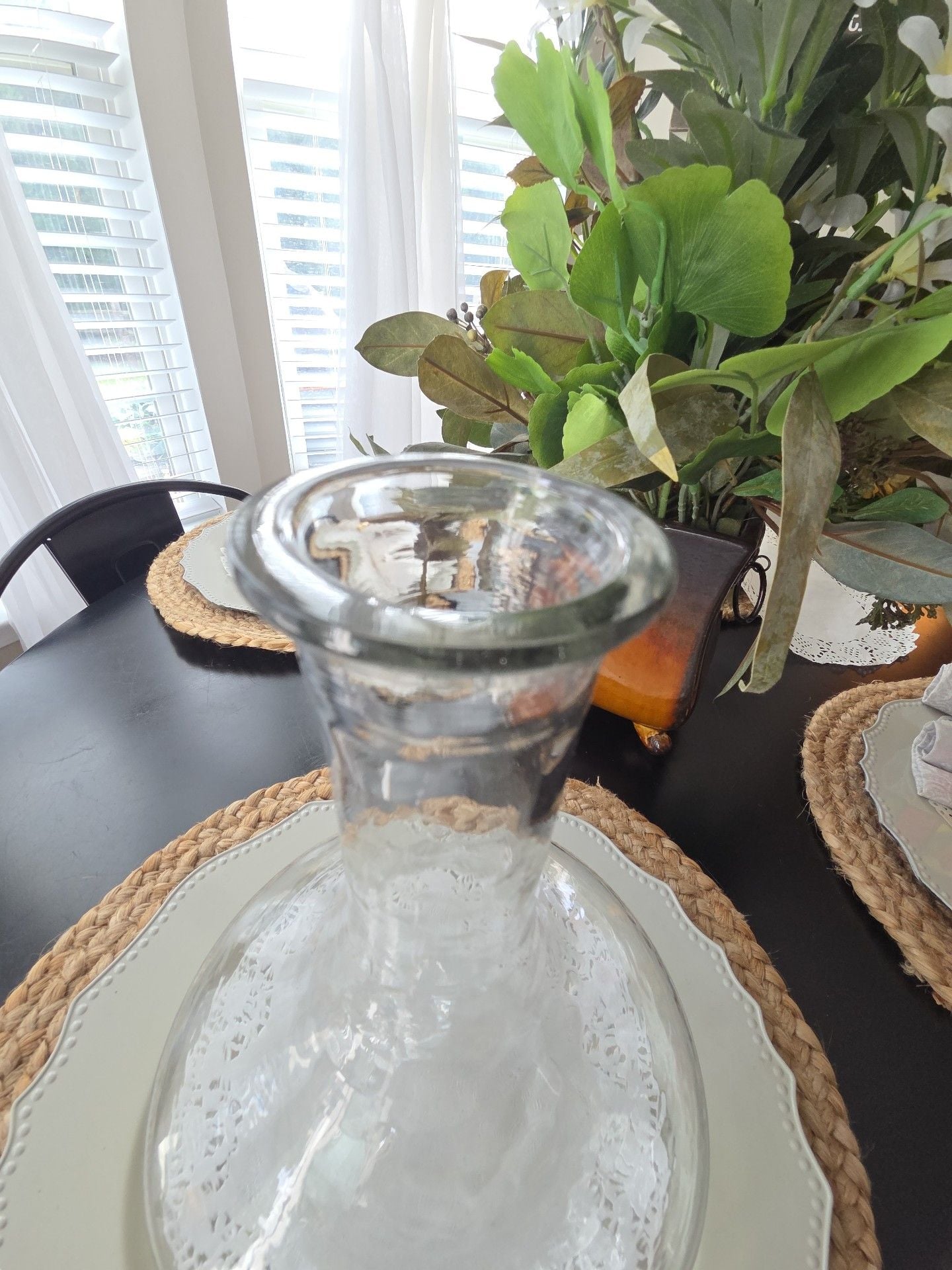 Vintage Hand Blown Clear Glass Decanter Bottle 2