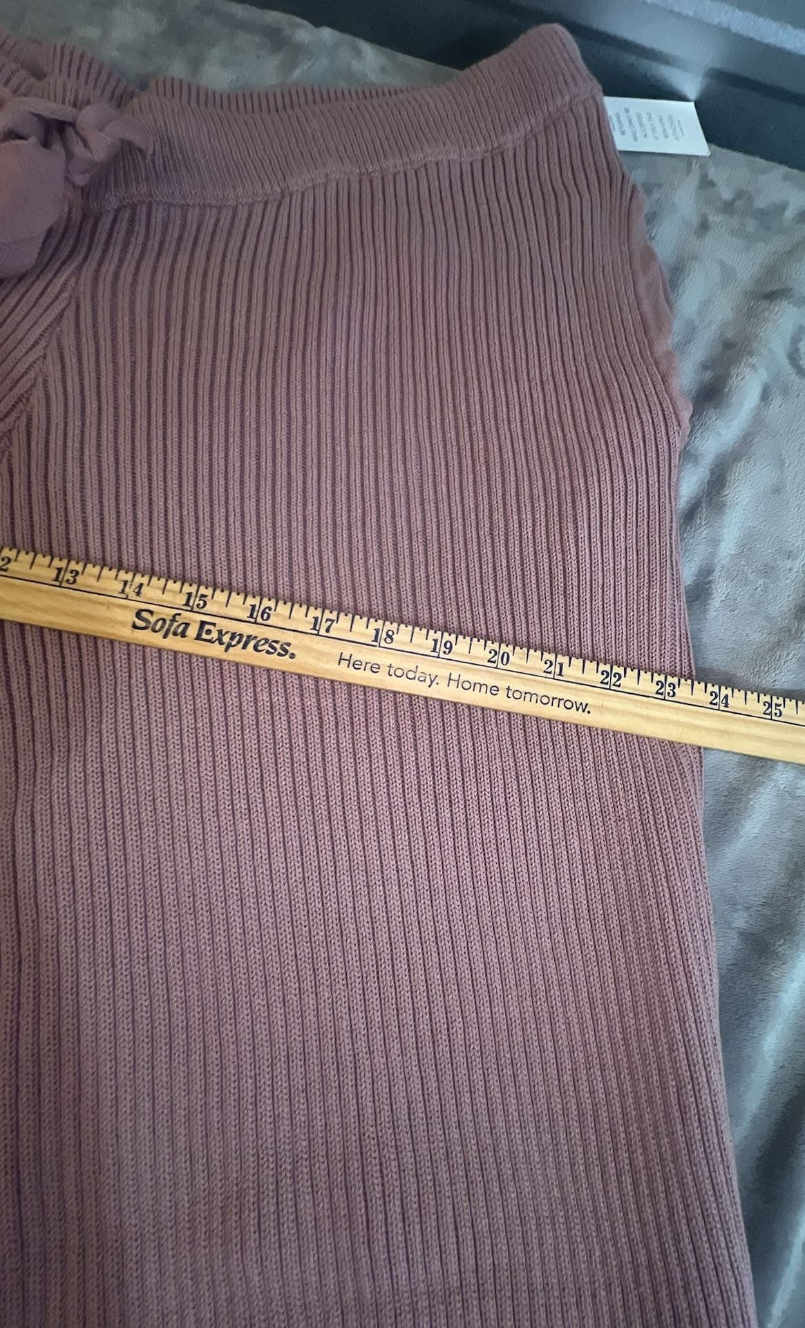 Eloquii Ribbed Knit Pants Size 26/28 Mauve Pink Wide Leg Drawstring Lounge 8