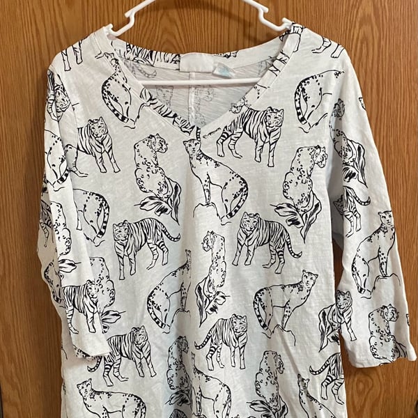 Cynthia Rowley Tiger Leopard Print Tunic Top Size 1X Cotton