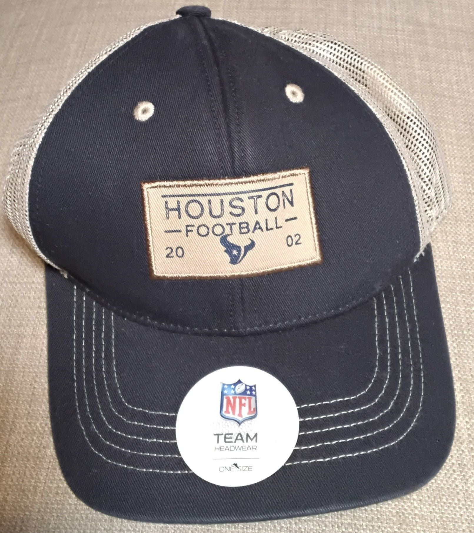 NFL Houston Texans Trucker Hat One Size Navy Beige Patch Adjustable 2